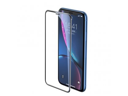 Full-screen tvrzené sklo 3D na celý displej s krytem na reproduktor Apple iPhone XR černé (SGAPIPH61-WA01)