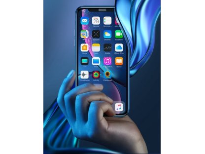Full-screen tvrzené sklo 3D na celý displej s krytem na reproduktor Apple iPhone XR černé (SGAPIPH61-WA01)