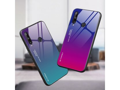 Gradient Glass pouzdro z tvrzeného skla Huawei P40 Lite E růžově/fialové