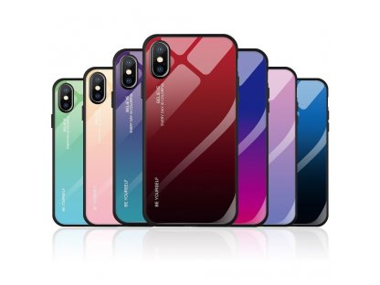 Gradient Glass pouzdro z tvrzeného skla iPhone XS Max růžově/fialové