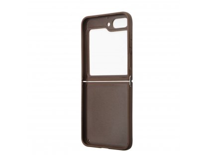 Guess 4G PU Leather Triangle Zadní Kryt pro Samsung Galaxy Z Flip 5 Brown