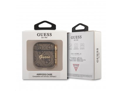 Guess 4G Script PC/PU Pouzdro pro Airpods 1/2 Brown