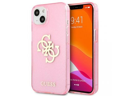 Guess Pevné pouzdro Glitter 4G Big Logo pro iPhone 13 mini 5,4" - růžové
