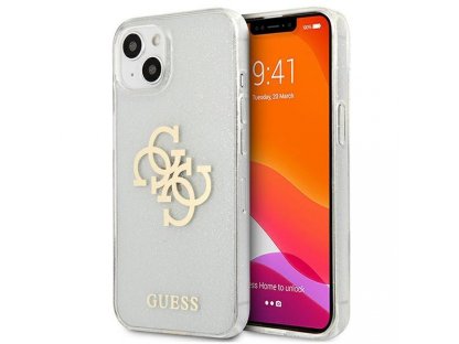 Guess pevné pouzdro Glitter 4G Big Logo pro iPhone 13 mini 5,4" - průhledné 