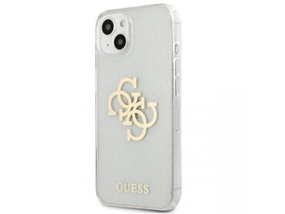 Guess pevné pouzdro Glitter 4G Big Logo pro iPhone 13 mini 5,4" - průhledné 