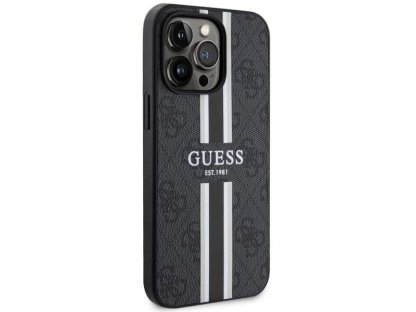 Guess Pevný obal 4G Printed Stripes MagSafe pro iPhone 13 Pro / 13 6,1" - černý 