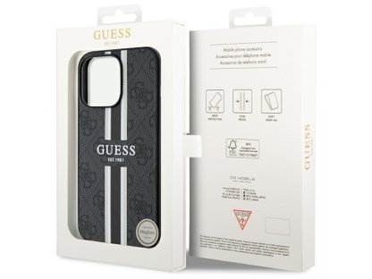 Guess Pevný obal 4G Printed Stripes MagSafe pro iPhone 13 Pro / 13 6,1" - černý 