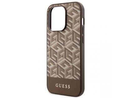 Guess Pevné pouzdro GCube Stripes MagSafe pro iPhone 14 Pro 6.1" - hnědé