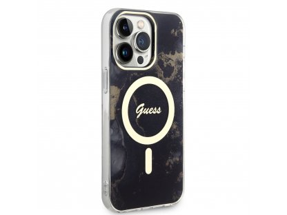 Guess Marble IML MagSafe Kompatibilní Zadní Kryt pro iPhone 14 Pro Max Black