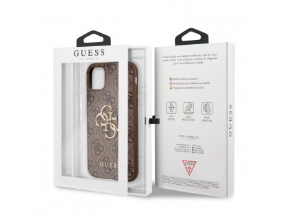 Guess PU 4G Metal Logo Zadní Kryt pro iPhone 11 Brown