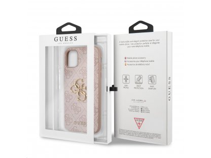 Zadní Kryt Guess PU 4G Metal Logo pro iPhone 11 - růžový