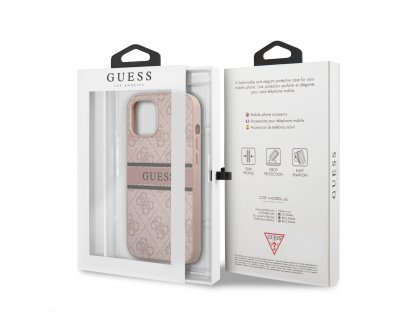 Zadní Kryt Guess PU 4G Printed Stripe pro iPhone 12/12 Pro - růžový