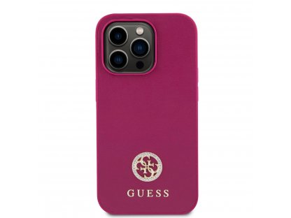 Kryt Guess PU 4G Strass Metal Logo pro iPhone 15 Pro Max - růžový