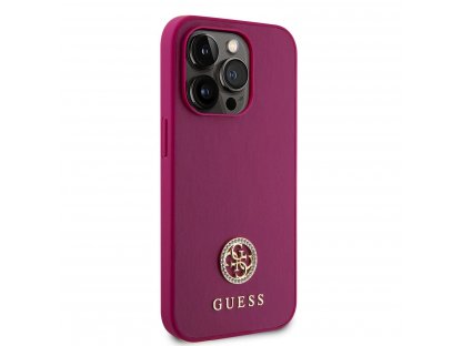 Kryt Guess PU 4G Strass Metal Logo pro iPhone 15 Pro Max - růžový