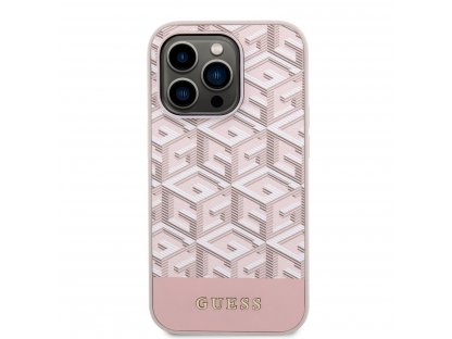 Guess PU G Cube MagSafe Kompatibilní Zadní Kryt pro iPhone 14 Pro Pink