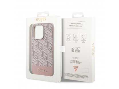 Guess PU G Cube MagSafe Kompatibilní Zadní Kryt pro iPhone 14 Pro Pink