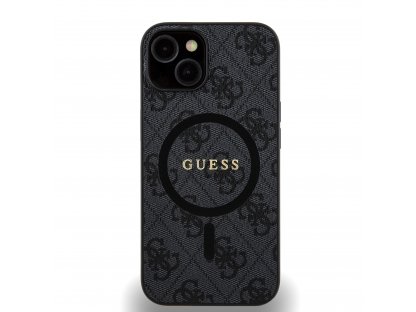 Kryt Guess PU Leather 4G Colored Ring MagSafe pro iPhone 14 - černý