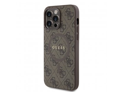 Kryt Guess PU Leather 4G Colored Ring MagSafe pro iPhone 14 Pro Max - hnědý