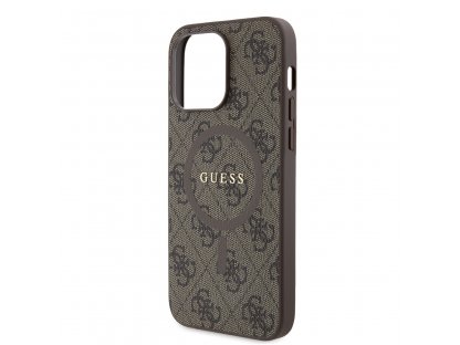 Kryt Guess PU Leather 4G Colored Ring MagSafe pro iPhone 14 Pro Max - hnědý