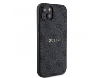 Kryt Guess PU Leather 4G Colored Ring MagSafe pro iPhone 15 Plus - černý