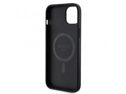 Kryt Guess PU Leather 4G Colored Ring MagSafe pro iPhone 15 Plus - černý