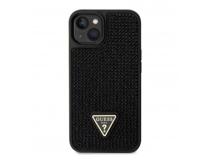 Guess Rhinestones Triangle Metal Logo Kryt pro iPhone 14 - černý