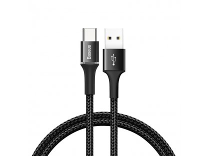 Halo Data Cable odolný nylonový kabel USB / USB-C s diodou LED 3A 0,5M černý (CATGH-A01)