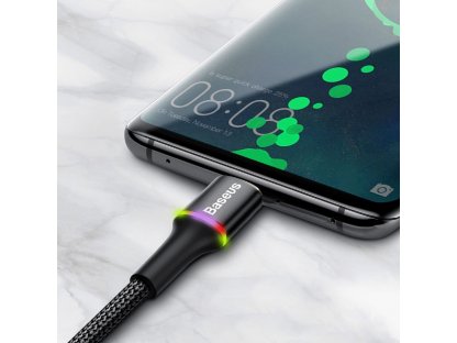 Halo Data Cable odolný nylonový kabel USB / USB-C s diodou LED 3A 0,5M černý (CATGH-A01)