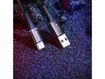 Halo Data Cable odolný nylonový kabel USB / USB-C s diodou LED 3A 0,5M černý (CATGH-A01)