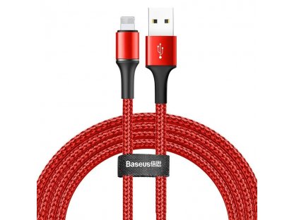 Halo Data Cable podsvícený nylonový kabel USB / Lightning z diodou LED 1.5A 2m červený (CALGH-C09)