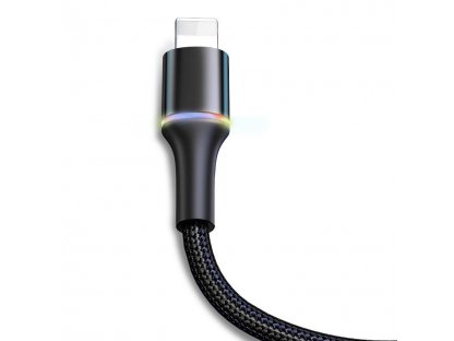 Halo Data Cable podsvícený nylonový kabel USB / Lightning z diodou LED 1.5A 2m červený (CALGH-C09)