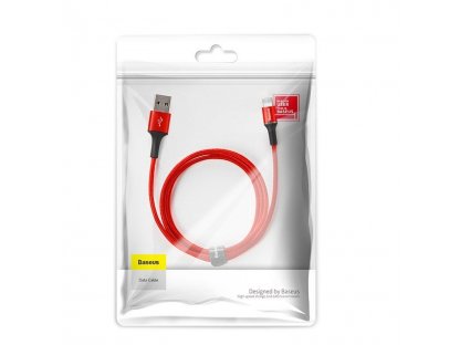 Halo Data Cable podsvícený nylonový kabel USB / Lightning z diodou LED 1.5A 2m červený (CALGH-C09)