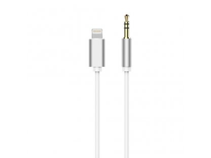 HF/audio adaptér pro iPhone Lightning 8-pin - Jack 3,5 mm bílý kabel (samec)