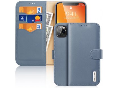 Hivo kožené flipové pouzdro z přírodní kůže na karty a doklady iPhone 11 Pro Max modré