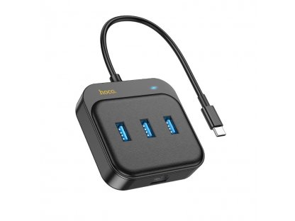 HOCO adapter HUB 4in1 Type C to USB3.0*3+RJ45 Gigabit Ethernet 0,2m HB35 black