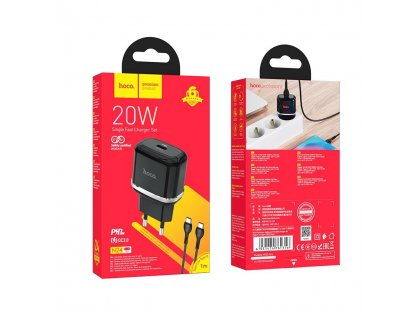 HOCO charger Type C PD 20W Fast Charge Victorious with cable for Type C N24 black