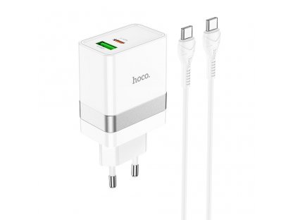 HOCO travel charger Type C + USB QC3.0 with cable for Type C Power Delivery 30W Starter N21 white