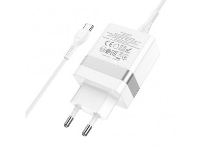 HOCO travel charger Type C + USB QC3.0 with cable for Type C Power Delivery 30W Starter N21 white