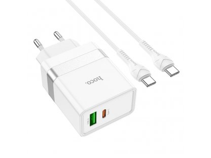 HOCO travel charger Type C + USB QC3.0 with cable for Type C Power Delivery 30W Starter N21 white