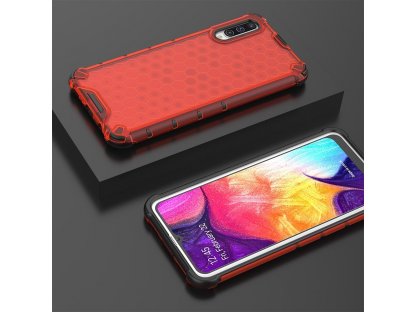 Honeycomb pancéřové pouzdro s gelovým rámem Samsung Galaxy A50 červené