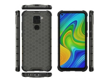 Honeycomb pancéřové pouzdro s gelovým rámem Xiaomi Redmi 10X 4G / Xiaomi Redmi Note 9 černé