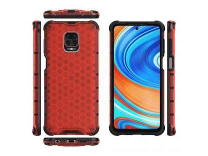 Honeycomb pancéřové pouzdro s gelovým rámem Xiaomi Redmi Note 9 Pro / Redmi Note 9S červené