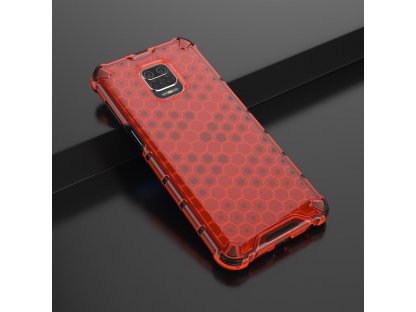 Honeycomb pancéřové pouzdro s gelovým rámem Xiaomi Redmi Note 9 Pro / Redmi Note 9S červené