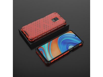 Honeycomb pancéřové pouzdro s gelovým rámem Xiaomi Redmi Note 9 Pro / Redmi Note 9S červené