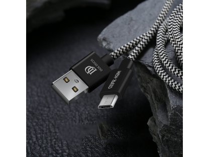 K-ONE Series nylonový kabel USB / micro USB 2.1A 0,25M černý