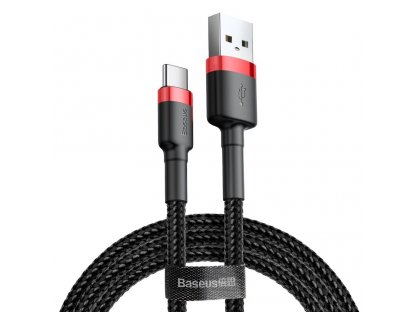 Kabel cafule USB-C 2A 3m červený+černý