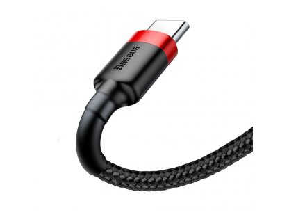 Kabel cafule USB-C 2A 3m červený+černý