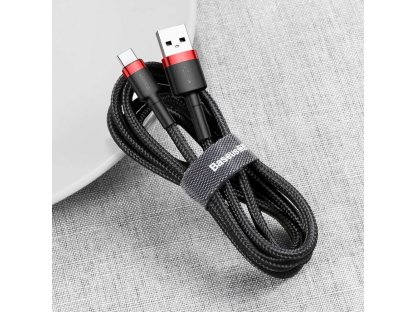 Kabel cafule USB-C 2A 3m červený+černý