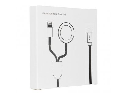 Kabel typu USB-C 2v1 pro iPhone Lightning 8-pin + iWatch 3W 1A bílý
