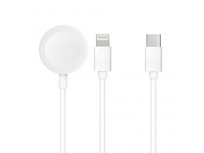 Kabel typu USB-C 2v1 pro iPhone Lightning 8-pin + iWatch 3W 1A bílý